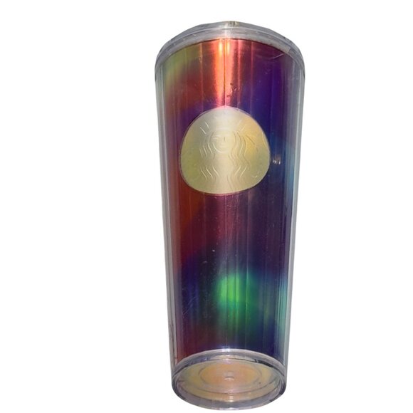 Starbucks 2021 Summer Rainbow Kaleidoscope Acrylic Tumbler 24 OZ w/Straw & Lid - Picture 2 of 9